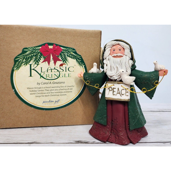 Klassic Kringle, 4" Ornament/Standing Santa of Peace Holding Three Doves, New - Picture 1 of 10